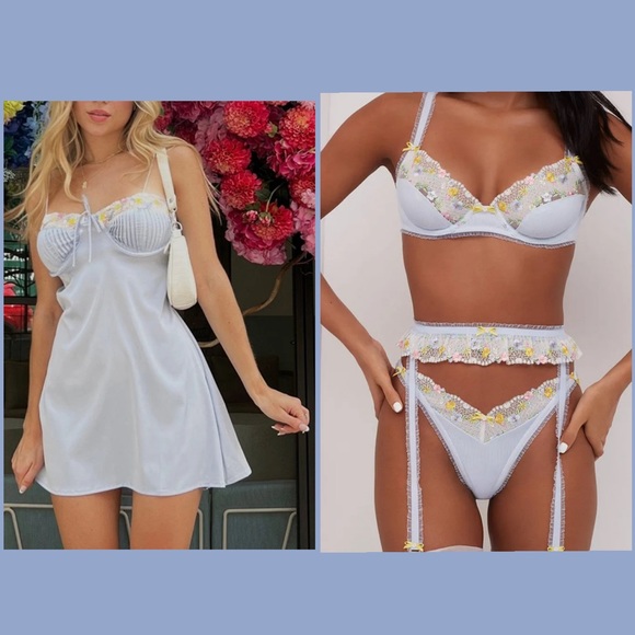 NWT Paloma Dress Bra Garter and Panty Set (SMALL)